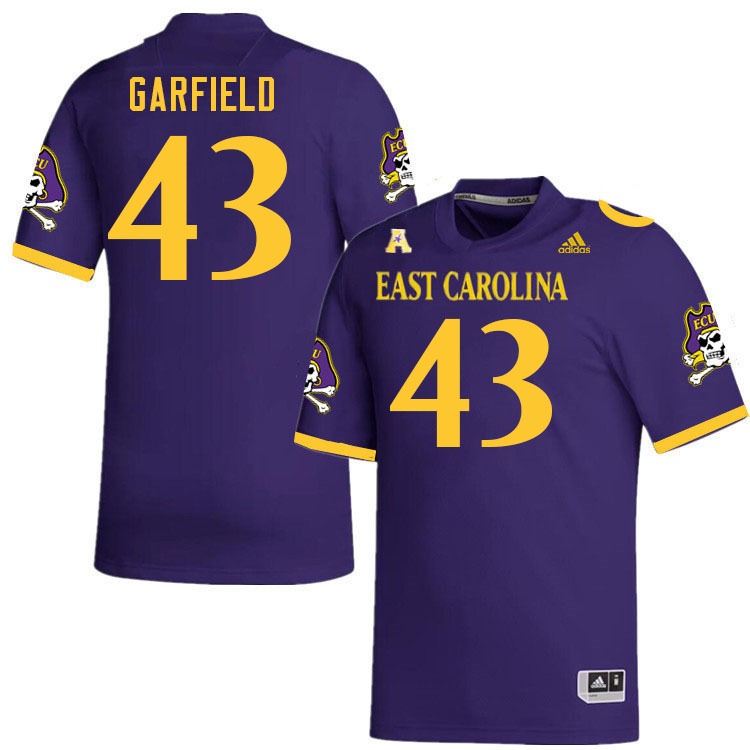 Men #43 Colby Garfield ECU Pirates 2023 College Football Jerseys Stitched-Purple - Click Image to Close